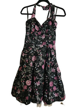 Hot Topic fit and flare, nature themed, halter party dress